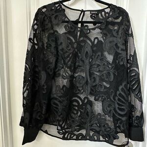 torrid Black Floral Lace Mesh Blouse